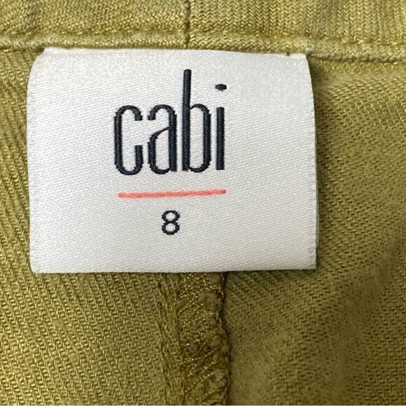 Cabi Charlie Linen / Lyocell Blend Olive Green Wide Leg Trouser Pants Women's 8 - Picture 7 of 14
